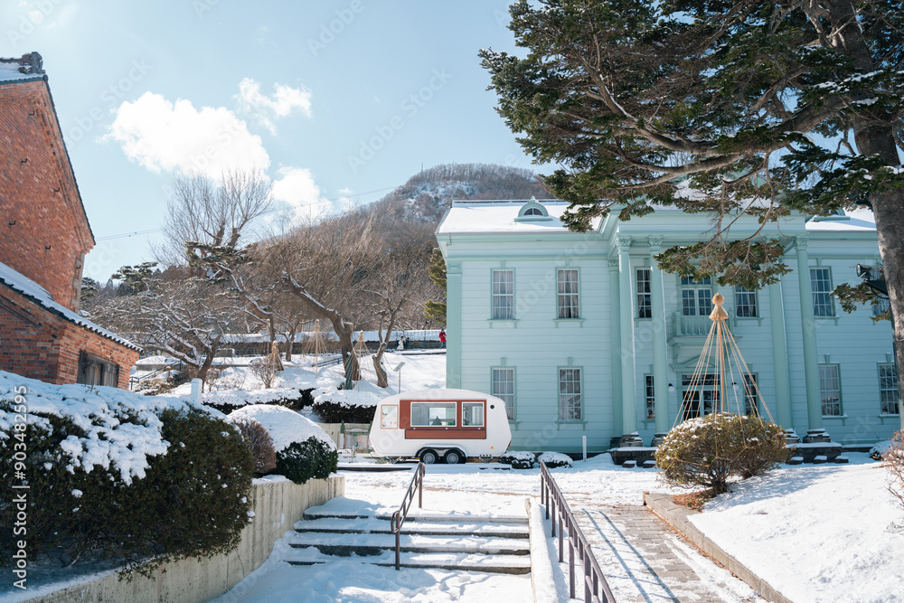 Winter of Hakodate Motomachi street in Hokkaido, Japan