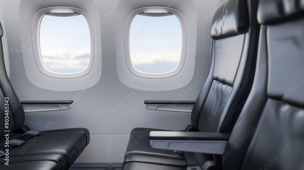 Comfortable and Spacious Emergency Exit Row Seating With Extra Legroom Offering Premium Travel Experience in Commercial Airplane Cabin Comfortable and Spacious Emergency Exit Row Seating With Extra Legroom Offering Premium Travel Experience in Commercial Airplane Cabin