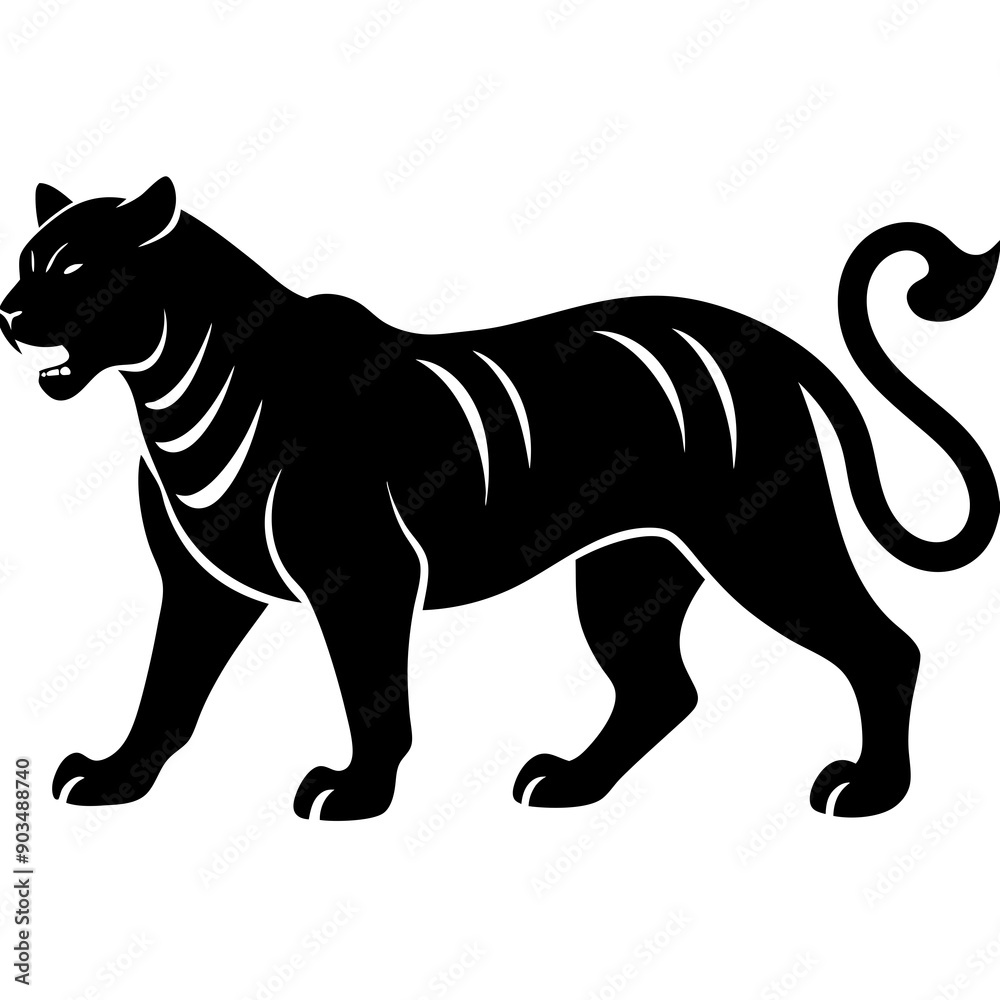 Black tiger silhouettes vector illustration template Black tiger silhouettes vector illustration template