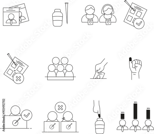 Vote Manual Line Icon, Outline Vector Symbol Illustration. Editable Stroke.