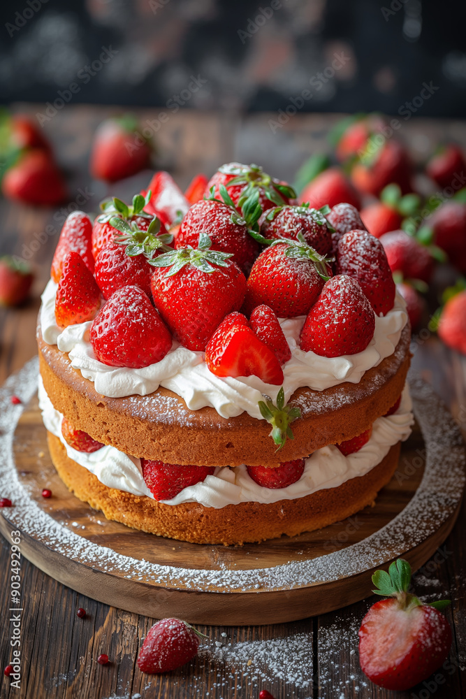 Delicious Homemade Strawberry Shortcake with Fresh Cream and Glazed Strawberries Delicious Homemade Strawberry Shortcake with Fresh Cream and Glazed Strawberries