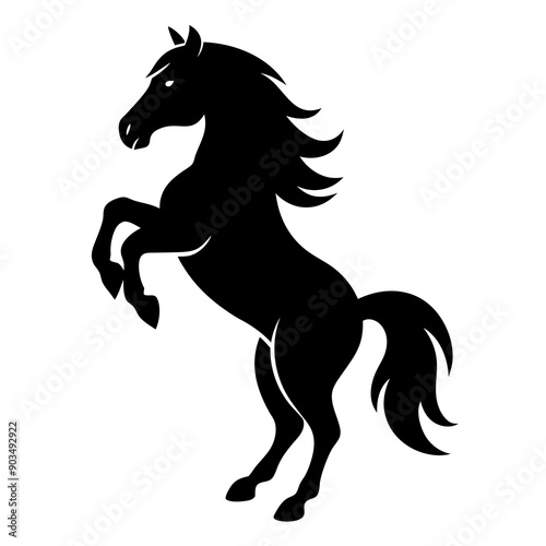 Dynamic Equine Symbol Vector Illustration of Silhouette Rearing Horse Icon
