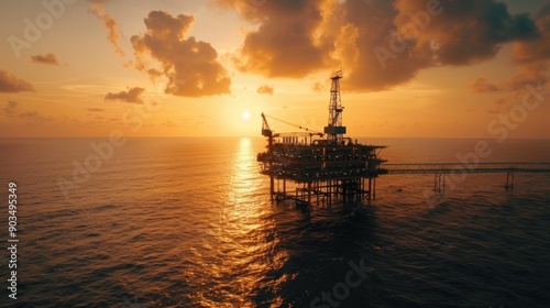 Oil Rig at Sunset © ari
