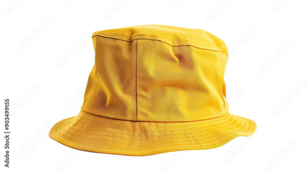 Fototapeta premium Yellow bucket cap hat on transparent background