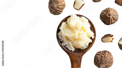 Spoon with shea butter on transparent background photo