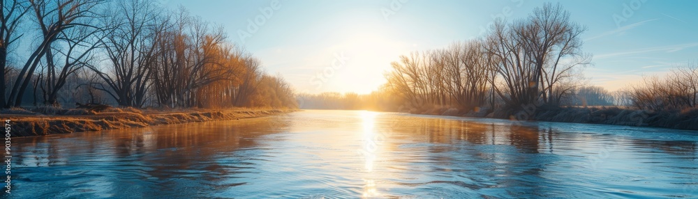 Sunrise Over Calm Winter River Sunrise Over Calm Winter River