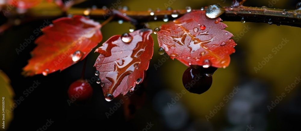 Raindrops on Red Leaves Raindrops on Red Leaves