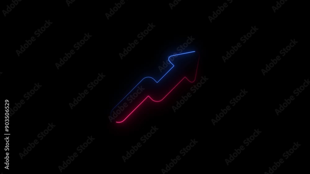 Glowing neon line arrow animation,black background.. Glowing neon line arrow animation,black background..