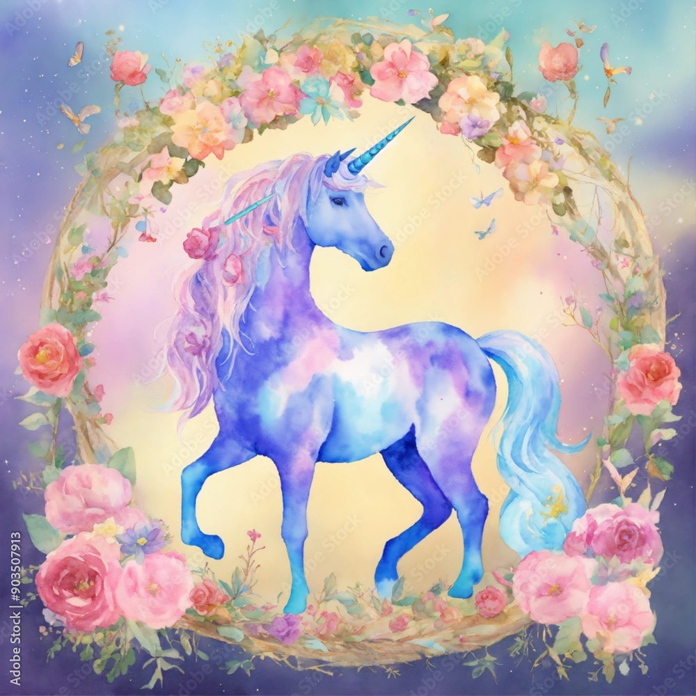 Fototapeta premium horse with flowers