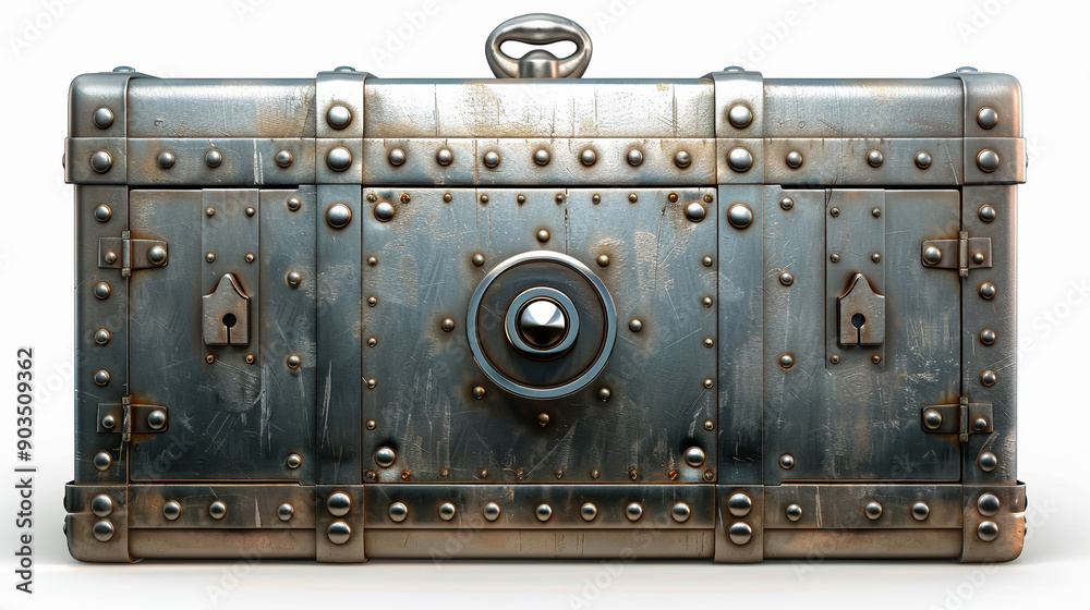 Fototapeta premium safe vault clipart, security element, realistic illustration, metallic finish, isolated on white background