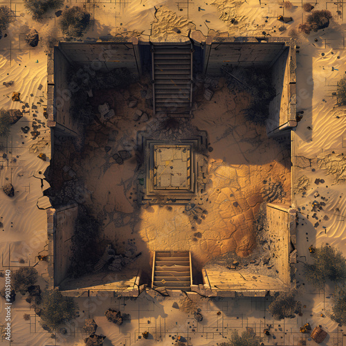 Top-Down nuclear wasteland Battle Map | RPG and DnD Game Background