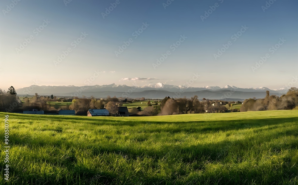 Idyllic mountain landscape in the Alps with blooming meadows in springtime Idyllic mountain landscape in the Alps with blooming meadows in springtime