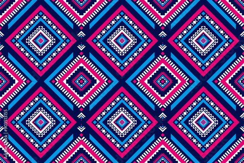 Ethnic Aztec pattern art. Geometric seamless pattern in tribal, folk embroidery, and Mexican style. Design for background, wallpaper, vector illustration, textile, fabric, clothing, carpet.