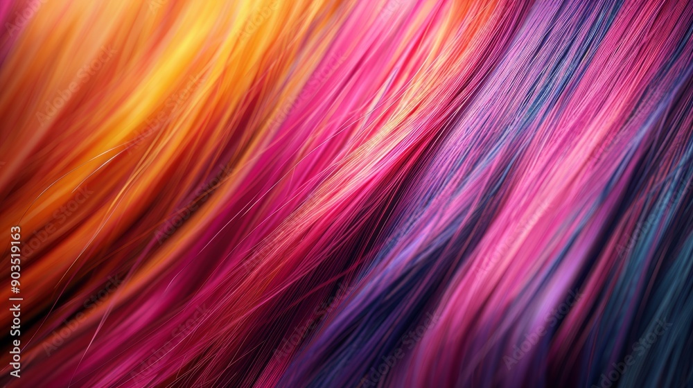 A close-up of straight colorful hair, showing the texture and natural flow of individual strands A close-up of straight colorful hair, showing the texture and natural flow of individual strands