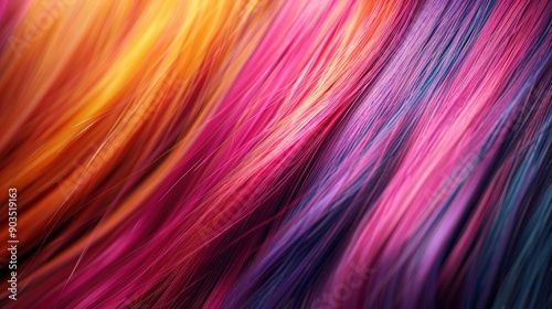 A close-up of straight colorful hair, showing the texture and natural flow of individual strands