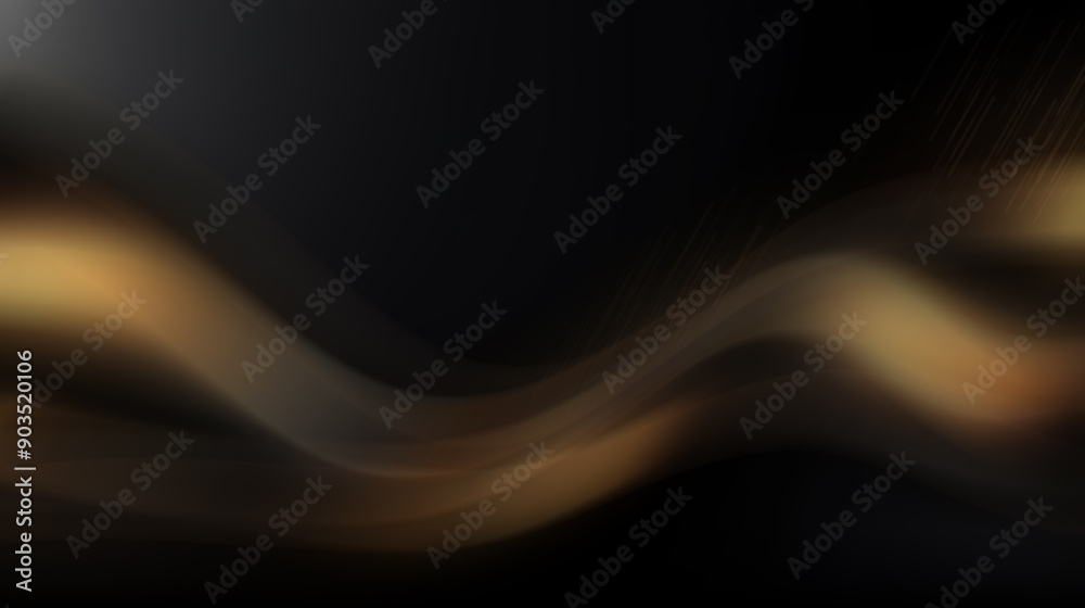 Obraz premium Abstract dark background with glowing golden waves.