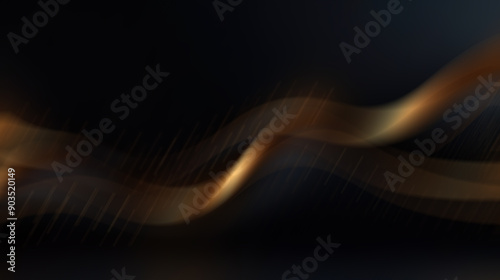 Abstract dark background with glowing gold waves.