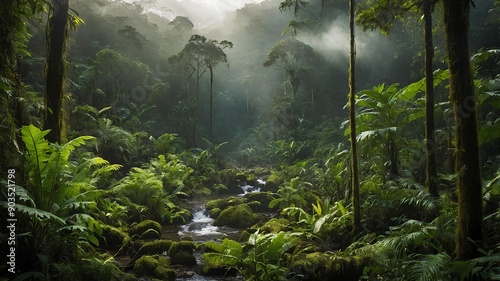 Rainforest Ecosystem Services. Showing vital services like carbon sequestration, water filtration, and habitat provision. Appreciate the invaluable services of rainforest ecosystems. photo