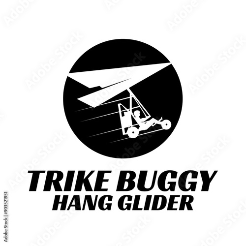 trike buggy hang glider fly logo illustration design vector