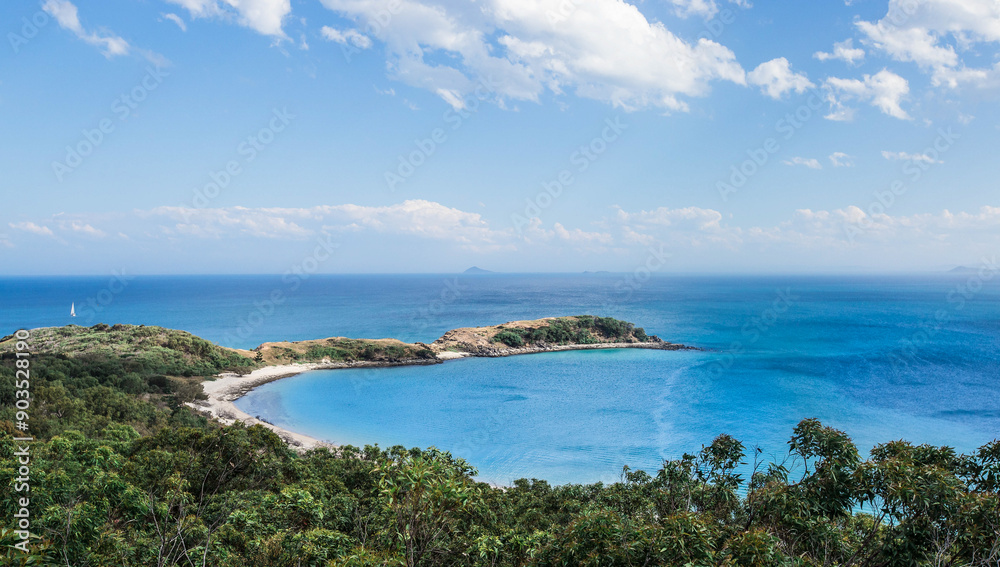 Landscape view of beach, ocean and rainforest Landscape view of beach, ocean and rainforest