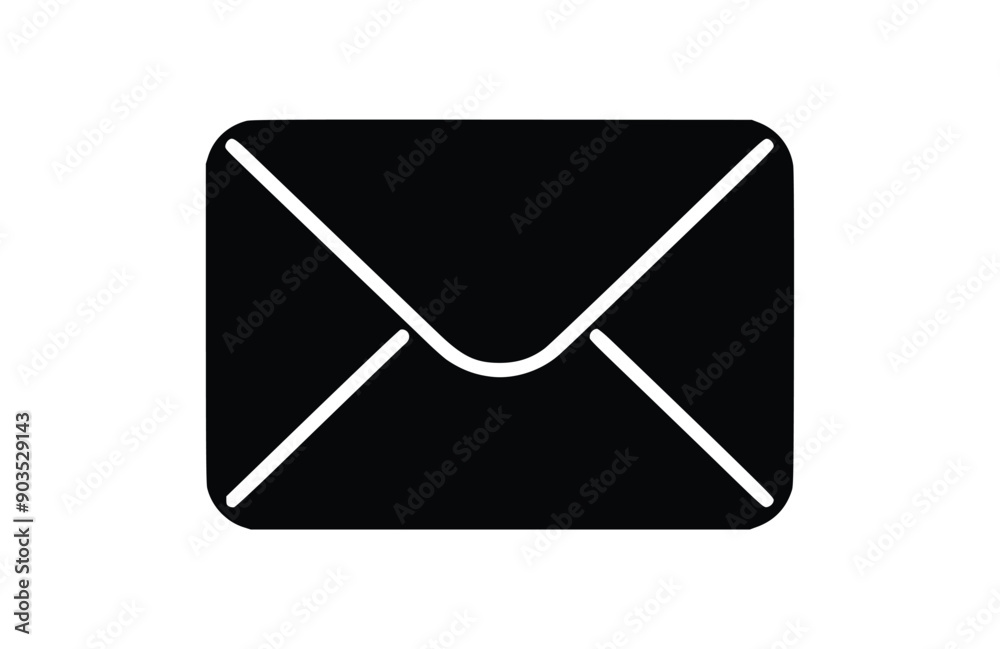 Mail black icon isolated on white background. Vector illustration. Mail black icon isolated on white background. Vector illustration.