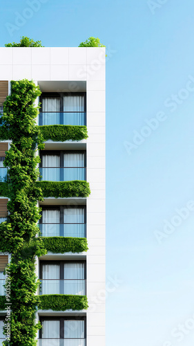 A vertical meadow on an urban apartment building, blending nature and architecture © chayantorn