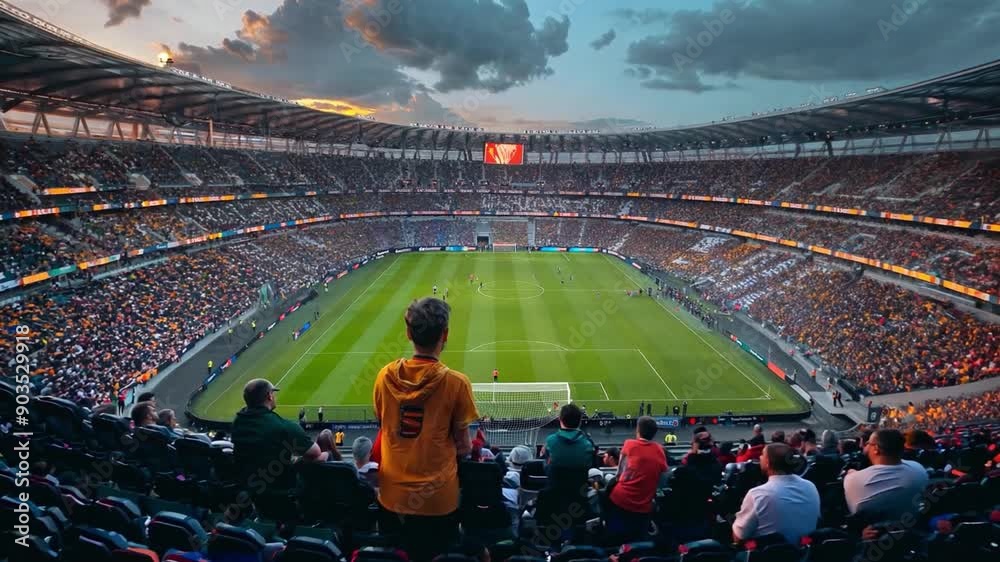 Football supporters attend the stadium to support their team by showing up and cheering them on. World Cup or football championship idea for 2026.