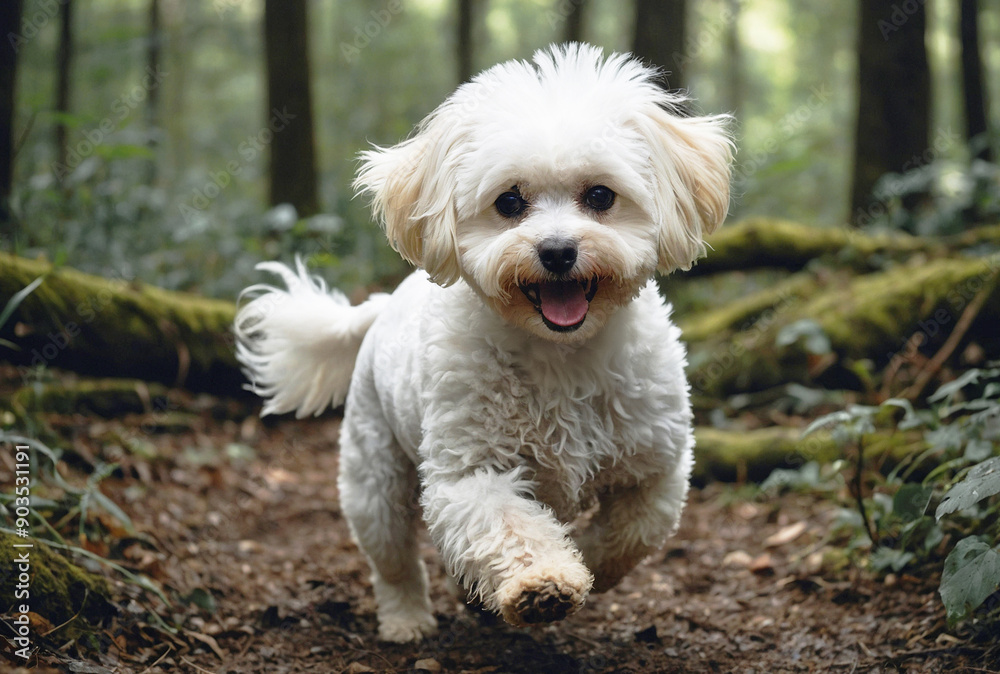 Bichon Frise Puppy in Forest Setting Bichon Frise Puppy in Forest Setting