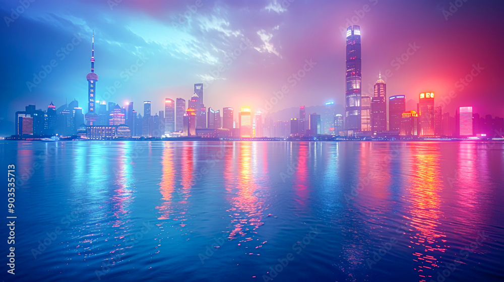 Fototapeta premium Urban Elegance - Vibrant Cityscape 