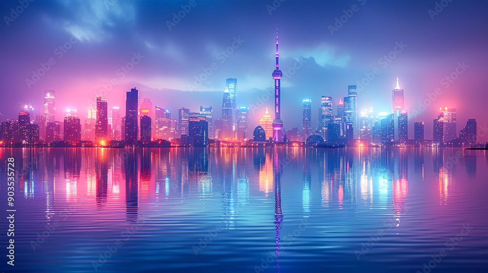 Fototapeta premium Urban Brilliance - Captivating Cityscape 