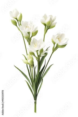 Beautiful white flower isolated on transparent background.