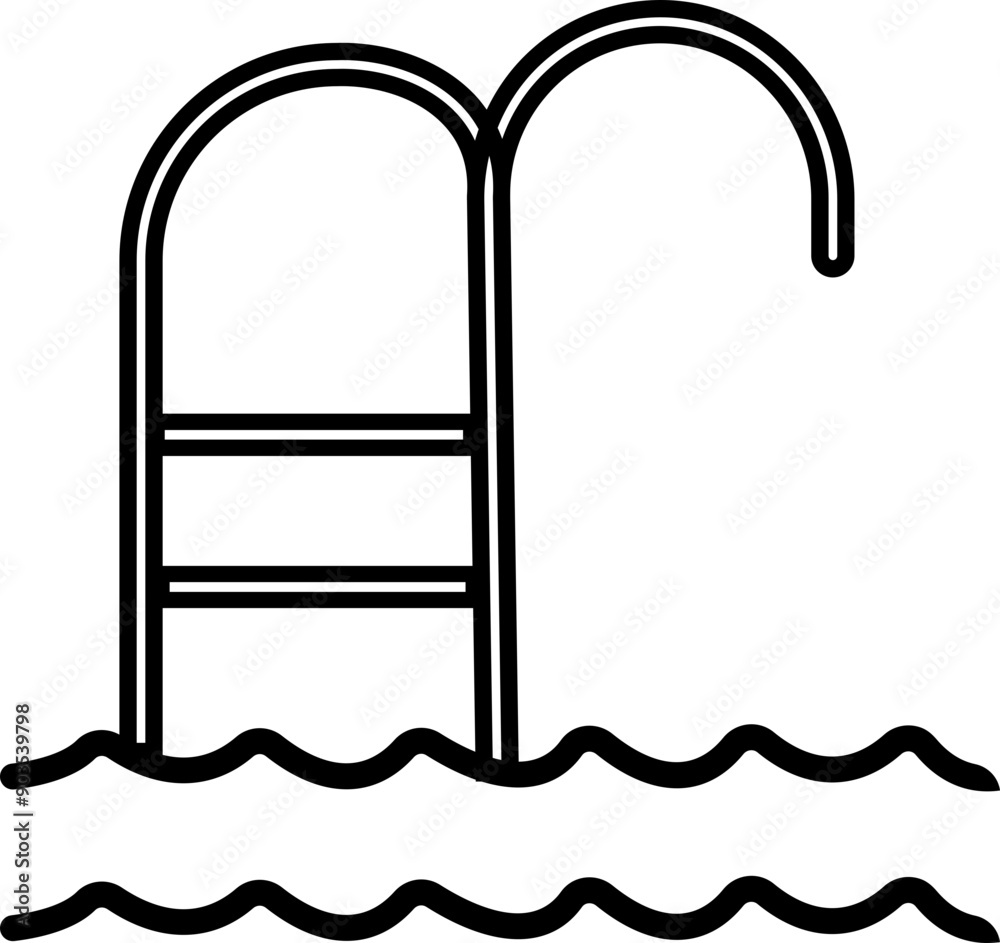 Summer vacation and leisure pool thin line Icon- editable stroke, Swimming pool ladder and water icons, isolated on transparent background, For website design, logo, mobile app, template, ui, etc. Summer vacation and leisure pool thin line Icon- editable stroke, Swimming pool ladder and water icons, isolated on transparent background, For website design, logo, mobile app, template, ui, etc.