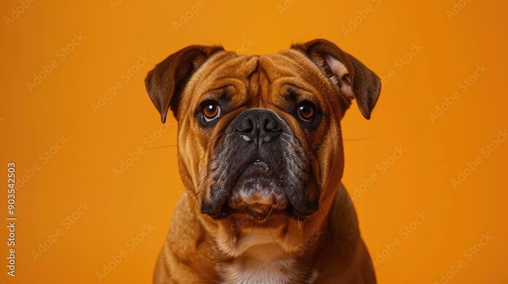 Close-up Portrait of a Brown Bulldog with a Serious Expression Close-up Portrait of a Brown Bulldog with a Serious Expression