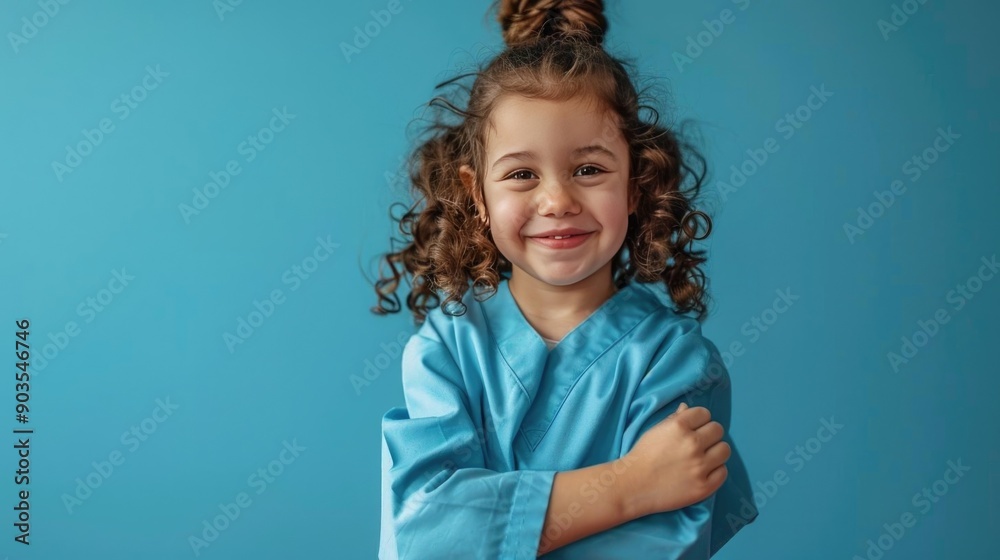 Portrait photography of a cute little Occupational Therapist professional happy smiling arm crossing, studio shot isolated on single color background ,editorial style, shoot by DSL Portrait photography of a cute little Occupational Therapist professional happy smiling arm crossing, studio shot isolated on single color background ,editorial style, shoot by DSL