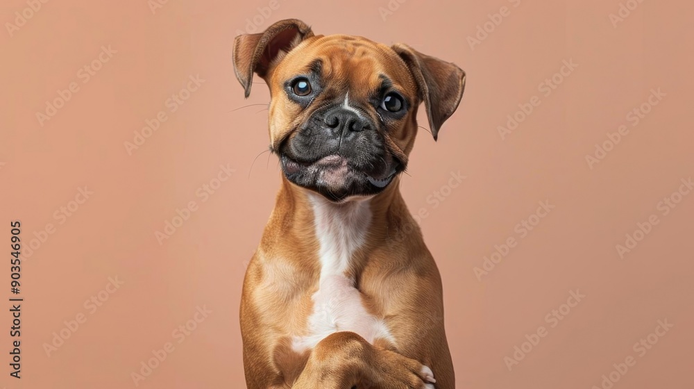 Portrait photography of a cute little Boxer Dog Breed cute lovely innocent studio shot. Portrait photography of a cute little Boxer Dog Breed cute lovely innocent studio shot.