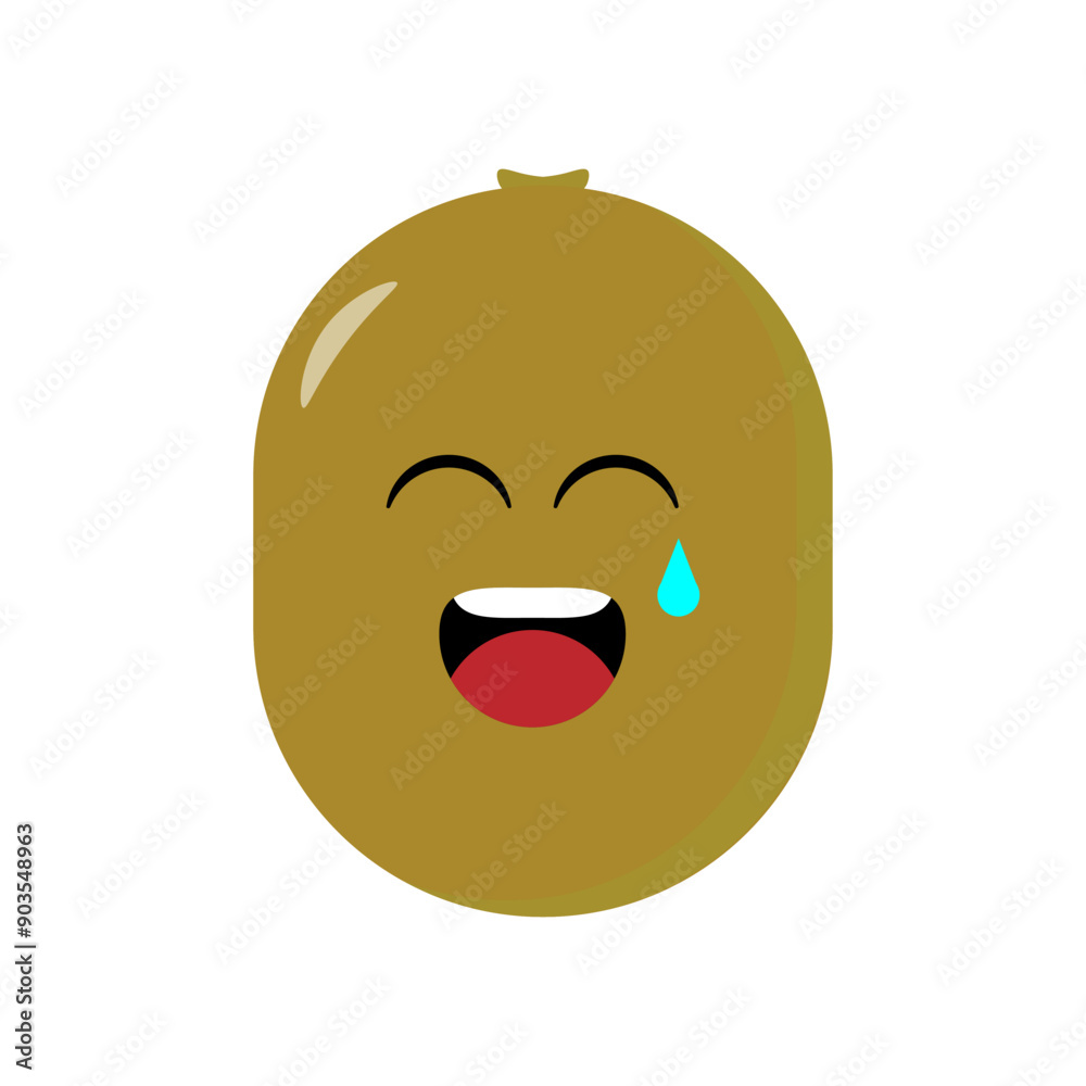 Fototapeta premium Kiwi emoticon illustration vector. Illustration kiwi isolated on white backgrounds