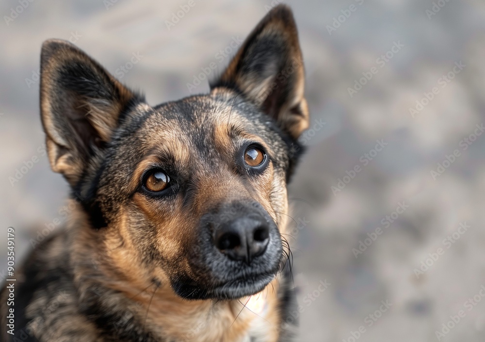 Close-Up Photograph of an Alert German Shepherd Dog with Focused Eyes Close-Up Photograph of an Alert German Shepherd Dog with Focused Eyes
