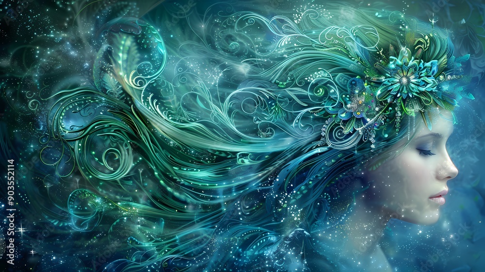 Obraz premium A fantasy fairy with flowers
