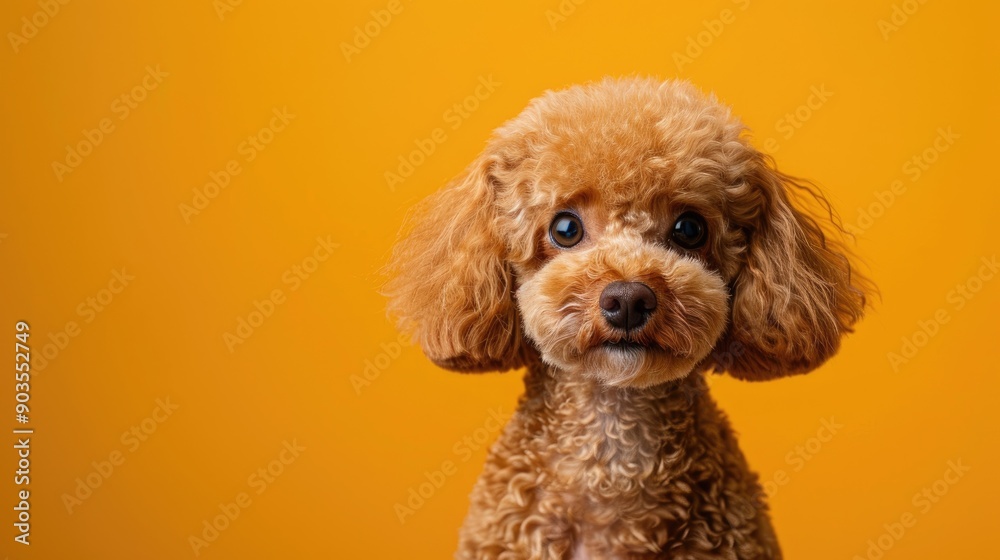 A Close-Up Portrait of a Small Brown Poodle Dog with Curly Fur Looking Directly at the Camera A Close-Up Portrait of a Small Brown Poodle Dog with Curly Fur Looking Directly at the Camera