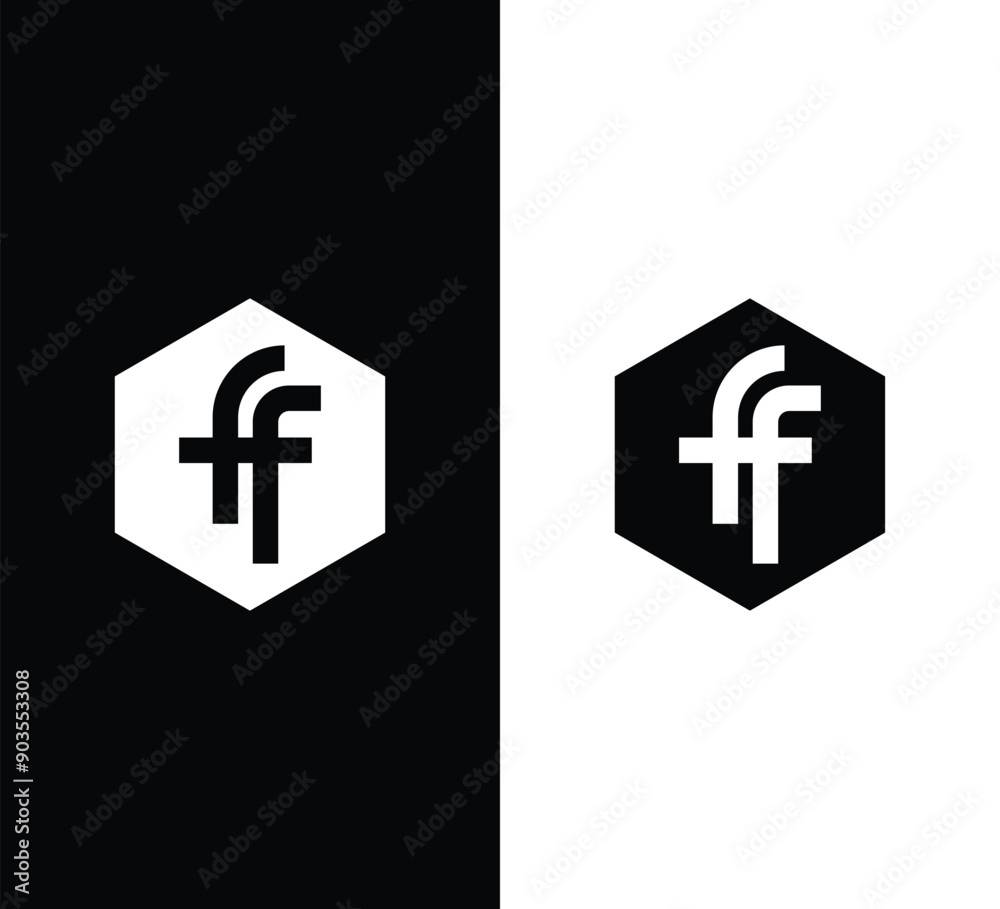 Obraz premium ff letter logo design in hexagon shape