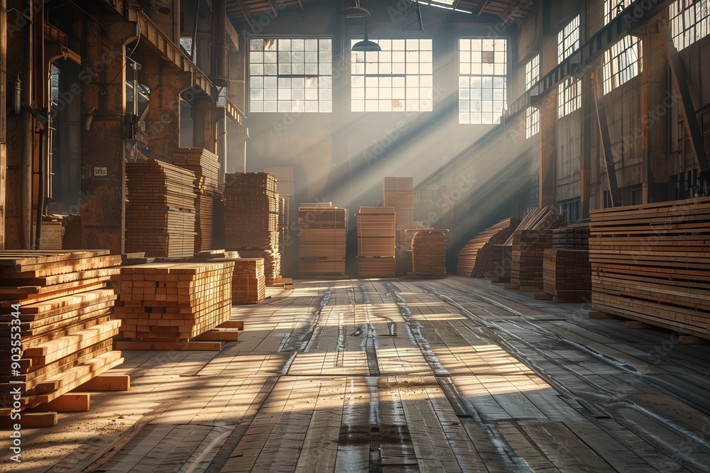 custom made wallpaper toronto digitalWooden planks stacked neatly inside a spacious warehouse under sunlit