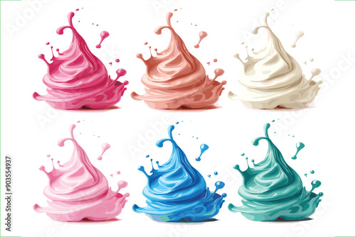 Set of delicious ice cream, isolated on a white background. A set of delectable cutout ice cream explosions. Delicious ice cream explosion, cut out.	

