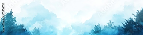 Soft Blue Sky and Ice with White Clouds: Vector Illustration