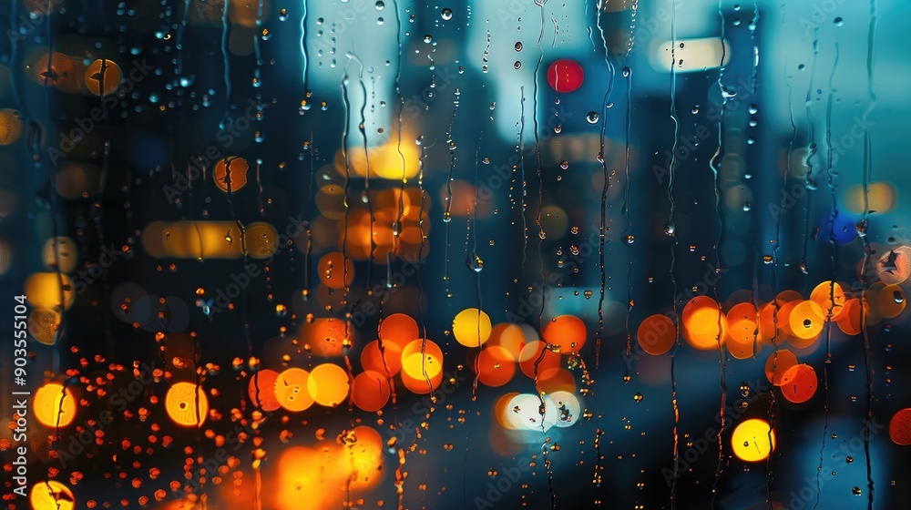 Fototapeta premium Bokeh image capturing urban nighttime lights