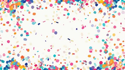 Colorful confetti border frame pattern, perfect for vibrant birthday party invitations or festive event celebration decor, ideal for surface pattern design projects.