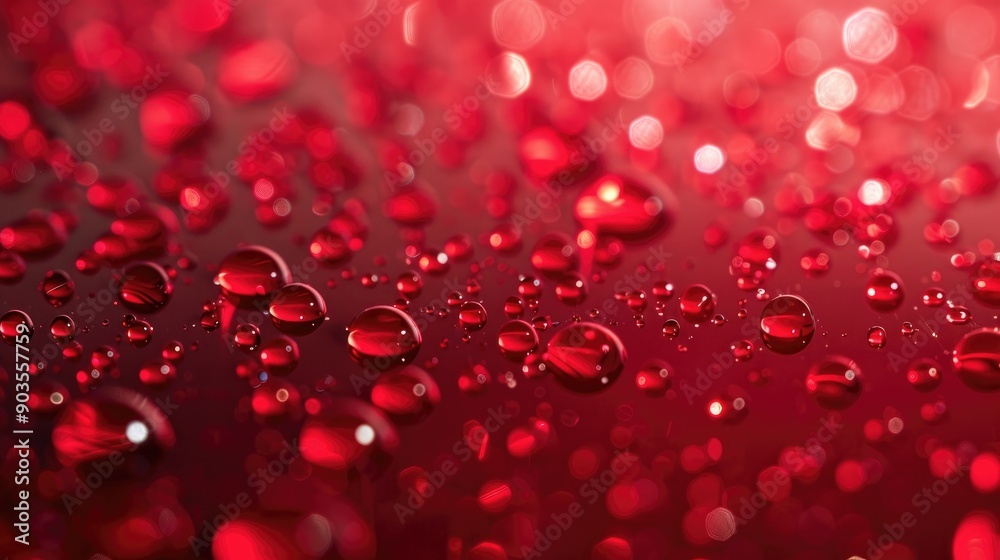 Bright red shiny drops on surface background Bright red shiny drops on surface background