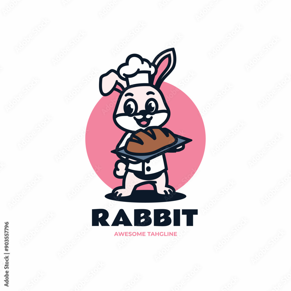Vector Logo Illustration Rabbit Mascot Cartoon Style. Vector Logo Illustration Rabbit Mascot Cartoon Style.