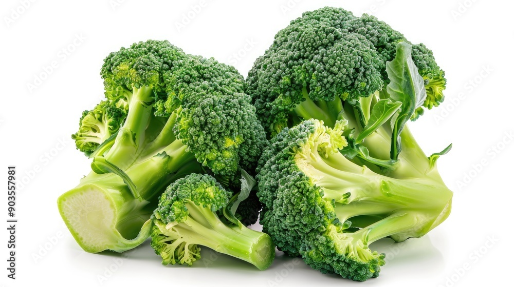 Broccoli cabbage on white backdrop Broccoli cabbage on white backdrop