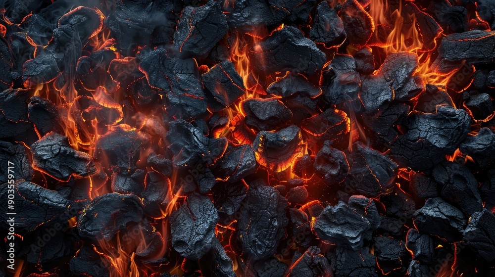 Burning Coals as Abstract Background