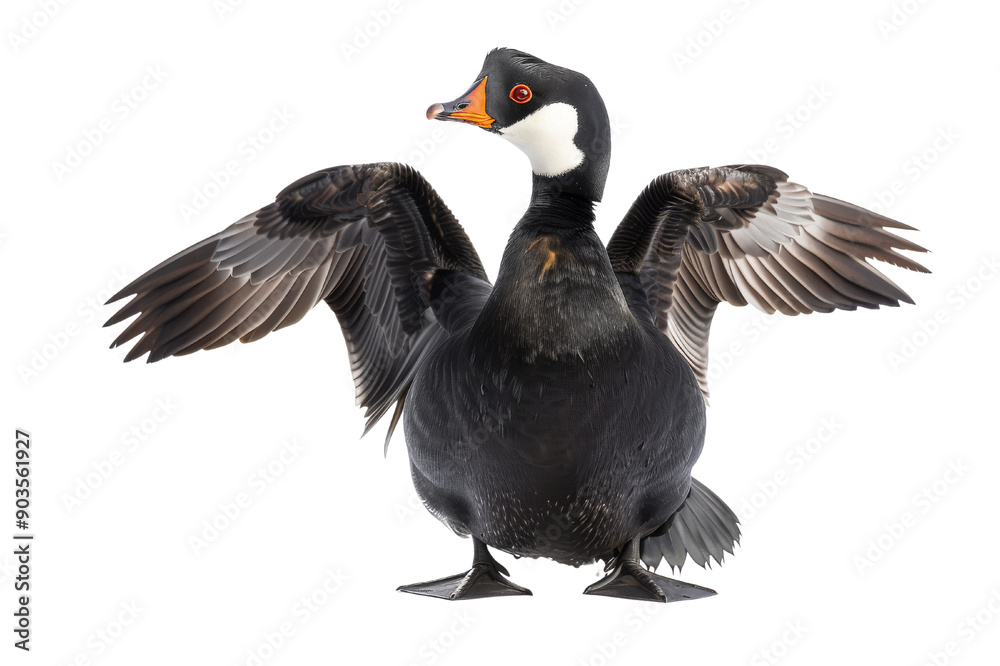 Fototapeta premium Black Duck with Wings Spread